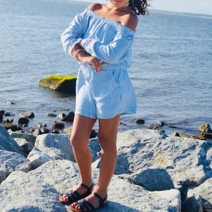 White and Blue Romper